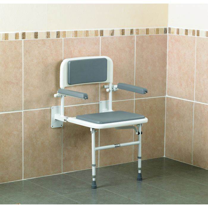 Shower Seat Wall Mounted With Back And Arms Dsl Mobility